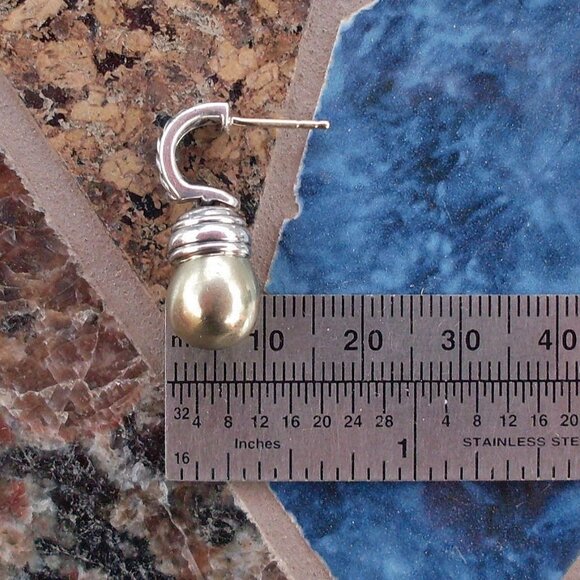 Rare & Retired David Yurman Hampton Gold Ball Earrings - 14K/925 - DY Backs - Picture 9 of 9